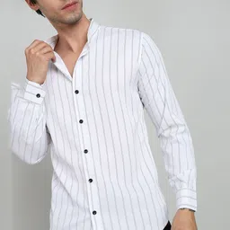 Wuxi Men Straight Opaque Striped Casual Shirt-picture-42