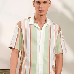 LOCOMOTIVE Premium Striped Cuban Collar Oversized Shirt-picture-20