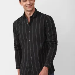 SIMON CARTER LONDON Vertical Striped Slim Fit Cotton Wool Casual Shirt-image-42