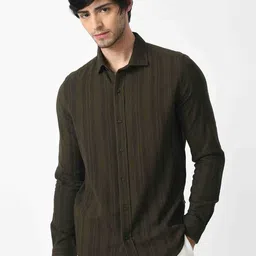 KISSOSS Men Slim Fit Opaque Striped Casual Shirt-picture-20