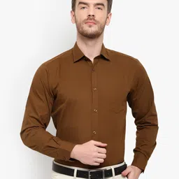 D Kumar Men Brown Standard Cotton Formal Shirt-image-1