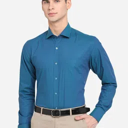 METAL Men Blue Slim Fit Opaque Formal Shirt-picture-25