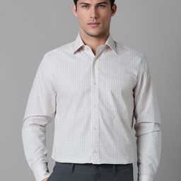 Louis Philippe Men Spread Collar Checked Cotton Formal Shirt-picture-26