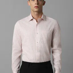 Louis Philippe Classic Spread Collar Checked Cotton Formal Shirt-image-68