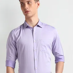 Arrow spread collar Long Sleeves Regular Fit Cotton Autopress Formal Shirt-image-45