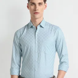 Arrow Geometric Self Design Spread Collar Pure Cotton Formal Shirt-picture-32