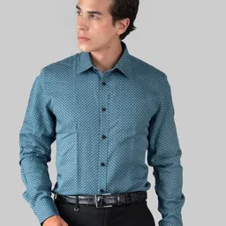 MUTAQINOTI Comfort Geometric Opaque Printed Cotton Formal Shirt-image-17