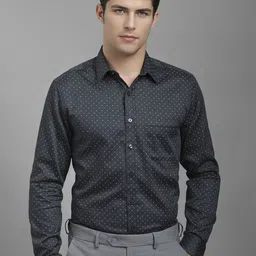 Louis Philippe Men Spread Collar Micro Ditsy Printed Cotton Formal Shirt-image-52