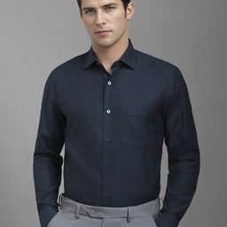 Louis Philippe Men Classic Spread Collar Textured Cotton Formal Shirt-picture-43