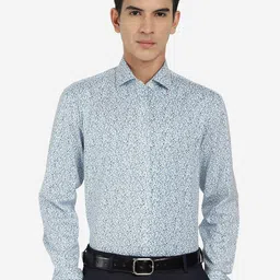 JADE BLUE Micro Ditsy Printed Cotton Formal Shirt-picture-41