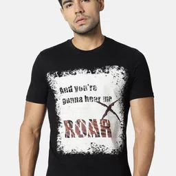 YAK YAK Men Black Printed Round Neck T-shirt image 1