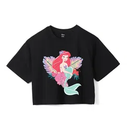 Wear Your Mind Girls Disney Princess Printed Crop Boxy -Fit Pure Cotton T-Shirt-picture-34