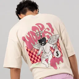 Snitch Beige Graphic Printed Cotton Boxy T-shirt-picture-21