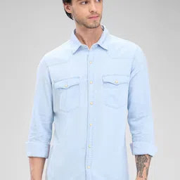SPYKAR Men Slim Fit Opaque Solid Spread Collar Casual Shirt-picture-41