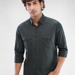 SPYKAR Men Slim Fit Opaque Solid Spread Collar Casual Shirt-image-62