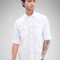 SPYKAR Men Slim Fit Opaque Solid Spread Collar Casual Shirt-picture-29