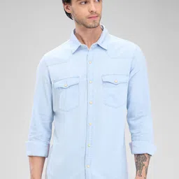 SPYKAR Men Solid Pocket Detailing Slim Fit Casual Shirt-image-37