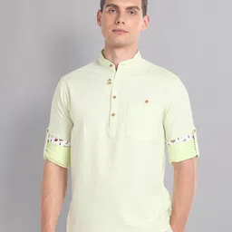 AD By Arvind Slim Fit Heathered Band Collar Casual Shirt image 1
