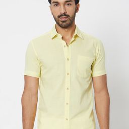 Mufti Spread Collar Slim Fit Opaque Cotton Linen Casual Shirt-picture-32