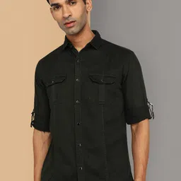 Kuons Avenue Smart Slim Fit Rolled-Up Sleeves Denim Shirt-picture-25