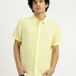 United Colors of Benetton Slim Fit Spread Collar Short Sleeves Casual Cotton Linen  Shirt-picture-30
