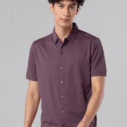 Snitch Mauve Classic Slim Fit Opaque Casual Cotton Shirt-picture-18