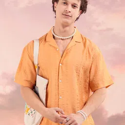 The Indian Garage Co Spread Collar Self Design Casual Shirt image 1