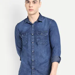 CARBONN CLOTH Spread Collar Denim Casual Shirt-picture-41