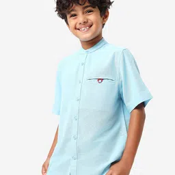 BONKIDS Boys Band Collar Casual Cotton Shirt-picture-55