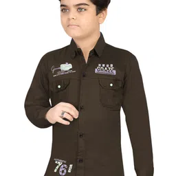 BAESD Boys Comfort Typography Printed Spread Collar Cotton Casual Shirt-image-32