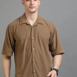 HERE&NOW Cuban Collar Oversized Corduroy Casual Shirt image 3