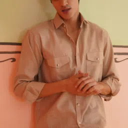 Indian Needle Men Classic Spread Collar Solid Cotton Casual Shirt-image-22