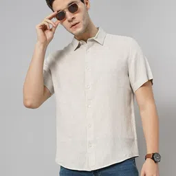 Celio Spread collar Short Sleeves Linen Opaque Casual Shirt-picture-39