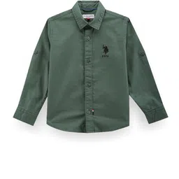U.S. Polo Assn. Kids Boys Classic Spread Collar Roll Up Sleeves Twill Cotton Casual Shirt-picture-31