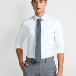 Arrow Slim Fit Cutaway Collar Opaque Twill Cotton Formal Shirt-picture-27