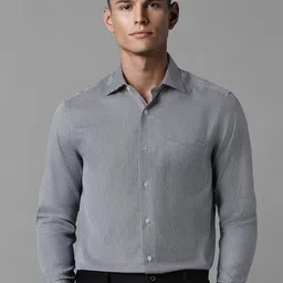 Louis Philippe Men Pure Cotton Textured Self Design Opaque Formal Shirt-image-45