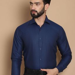 TAG 7 Straight Fit Textured Self Design Spread Collar Pure Cotton Formal Shirt-picture-48