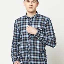 Crimsoune Club India Slim Tartan Checks Slim Fit Pure Cotton Casual Shirt-picture-31