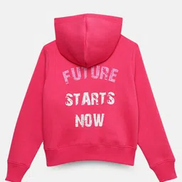 mackly Girls Typography Printed Hooded Cotton Pullover-image-11