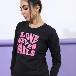 Tokyo Talkies Women Black Printed Sweatshirt-image-86