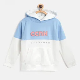 Cherry Crumble Unisex Kids Blue Colourblocked Hooded Sweatshirt-picture-28