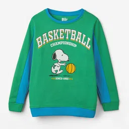 The Souled Store Boys Green Snoopy Printed Long Sleeves Pullover-image-30