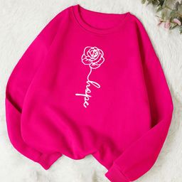 Kotty Pink Typographic Printed Fleece Sweatshirt-image-48