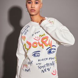 SASSAFRAS Typography Printed Long Sleeve Fleece Oversized Pullover Sweatshirt-picture-43
