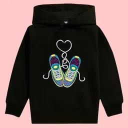 NUSYL Girls Graphic Printed Hooded Long Sleeves Fleece Pullover-image-34