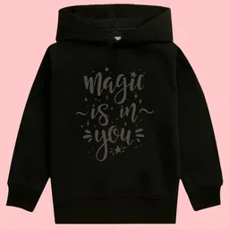 NUSYL Girls Typography Printed Hooded Long Sleeves Fleece Pullover-picture-35