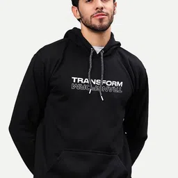 Mad Over Print Typograpy Printed Hooded Fleece Pullover image 1