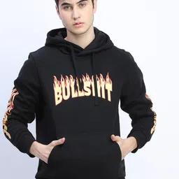 HIGHLANDER Men Black Printed Hooded Sweatshirt-image-6
