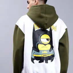 WEARDUDS Batman Printed Hooded Oversized Cotton & Fleece Sweatshirt-image-0