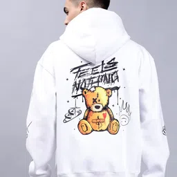 WEARDUDS Typography Printed Hooded Oversized Cotton & Fleece Sweatshirt-image-17